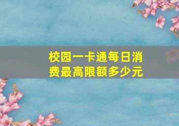 校园一卡通每日消费最高限额多少元