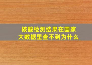 核酸检测结果在国家大数据里查不到为什么