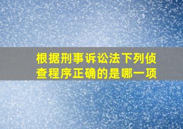 根据刑事诉讼法下列侦查程序正确的是哪一项