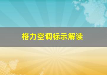 格力空调标示解读