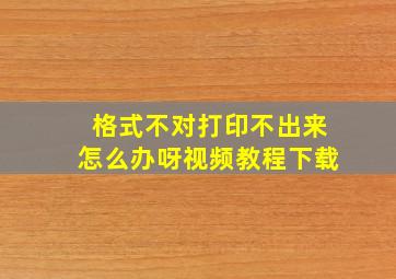 格式不对打印不出来怎么办呀视频教程下载