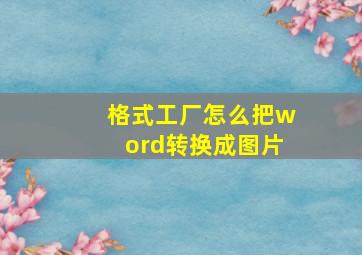 格式工厂怎么把word转换成图片