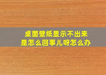 桌面壁纸显示不出来是怎么回事儿呀怎么办