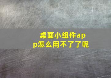 桌面小组件app怎么用不了了呢