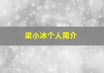 梁小冰个人简介