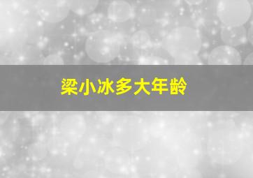 梁小冰多大年龄