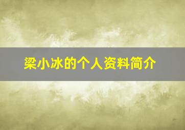 梁小冰的个人资料简介