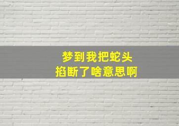 梦到我把蛇头掐断了啥意思啊