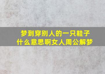 梦到穿别人的一只鞋子什么意思啊女人周公解梦