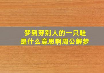 梦到穿别人的一只鞋是什么意思啊周公解梦