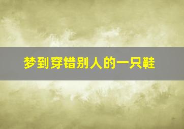 梦到穿错别人的一只鞋