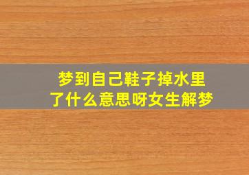 梦到自己鞋子掉水里了什么意思呀女生解梦