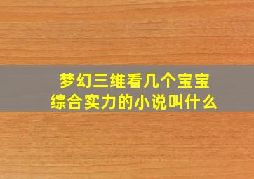 梦幻三维看几个宝宝综合实力的小说叫什么