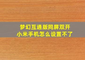 梦幻互通版同屏双开小米手机怎么设置不了