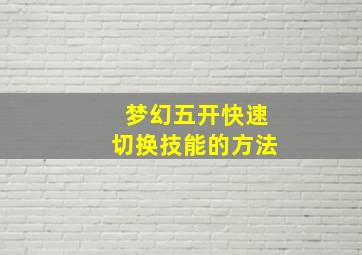 梦幻五开快速切换技能的方法