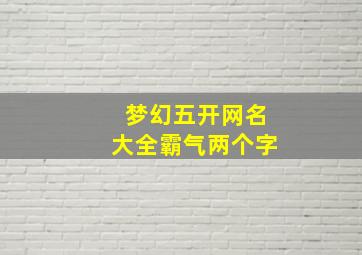 梦幻五开网名大全霸气两个字