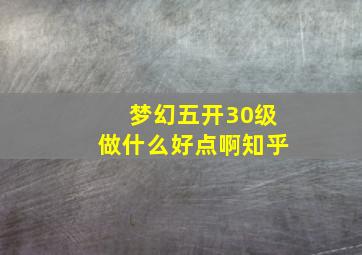 梦幻五开30级做什么好点啊知乎