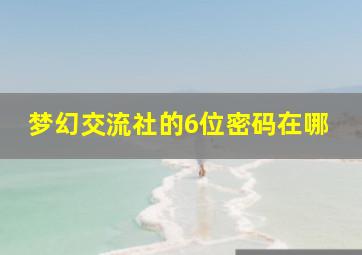 梦幻交流社的6位密码在哪