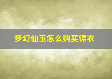 梦幻仙玉怎么购买锦衣