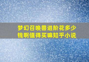 梦幻召唤兽进阶花多少钱啊值得买嘛知乎小说