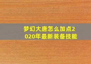 梦幻大唐怎么加点2020年最新装备技能