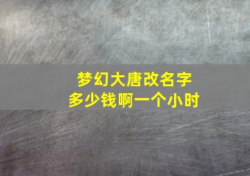 梦幻大唐改名字多少钱啊一个小时