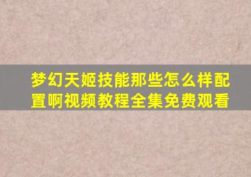 梦幻天姬技能那些怎么样配置啊视频教程全集免费观看