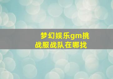 梦幻娱乐gm挑战服战队在哪找