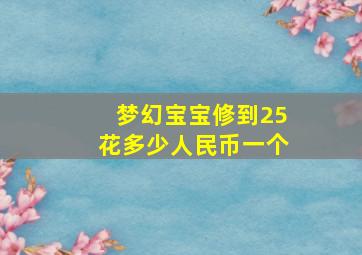 梦幻宝宝修到25花多少人民币一个