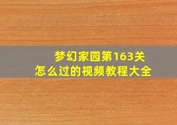 梦幻家园第163关怎么过的视频教程大全