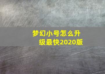 梦幻小号怎么升级最快2020版