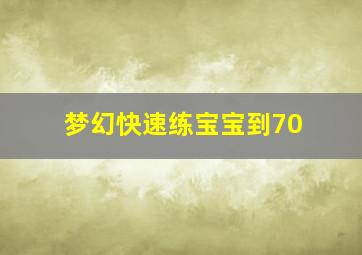 梦幻快速练宝宝到70