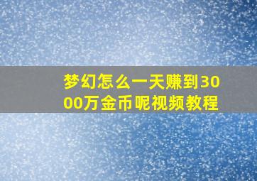 梦幻怎么一天赚到3000万金币呢视频教程