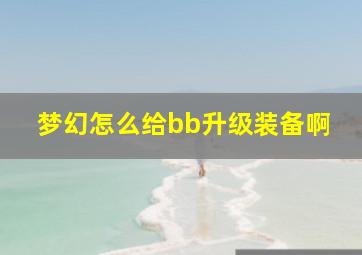 梦幻怎么给bb升级装备啊