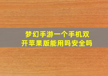 梦幻手游一个手机双开苹果版能用吗安全吗