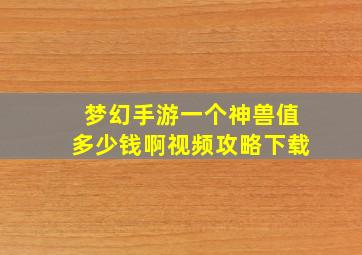 梦幻手游一个神兽值多少钱啊视频攻略下载