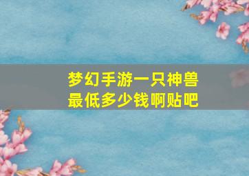 梦幻手游一只神兽最低多少钱啊贴吧