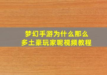 梦幻手游为什么那么多土豪玩家呢视频教程