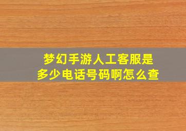 梦幻手游人工客服是多少电话号码啊怎么查