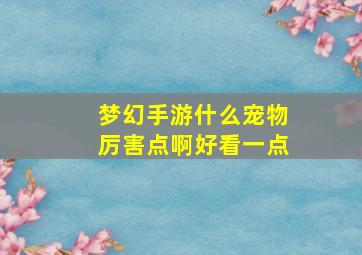 梦幻手游什么宠物厉害点啊好看一点