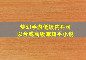 梦幻手游低级内丹可以合成高级嘛知乎小说