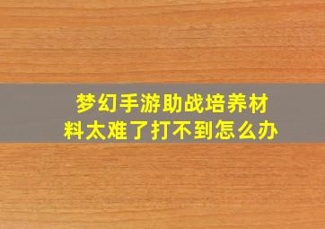 梦幻手游助战培养材料太难了打不到怎么办