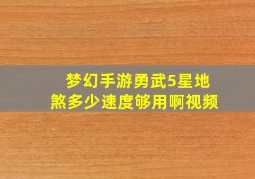 梦幻手游勇武5星地煞多少速度够用啊视频