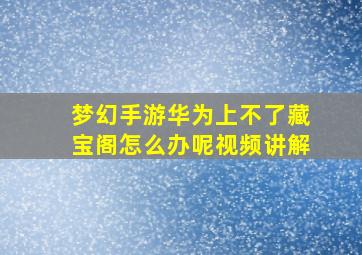 梦幻手游华为上不了藏宝阁怎么办呢视频讲解