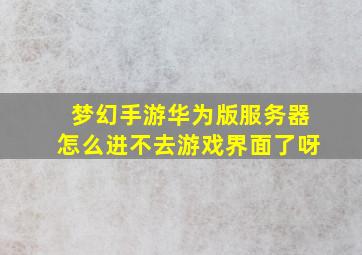 梦幻手游华为版服务器怎么进不去游戏界面了呀