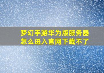 梦幻手游华为版服务器怎么进入官网下载不了