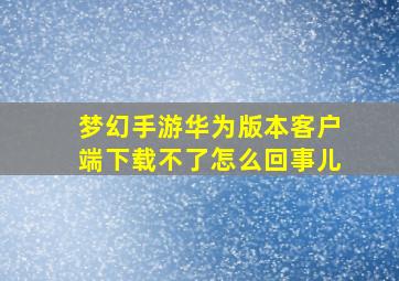 梦幻手游华为版本客户端下载不了怎么回事儿