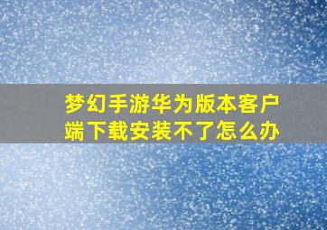 梦幻手游华为版本客户端下载安装不了怎么办