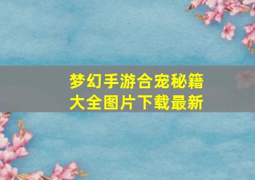 梦幻手游合宠秘籍大全图片下载最新