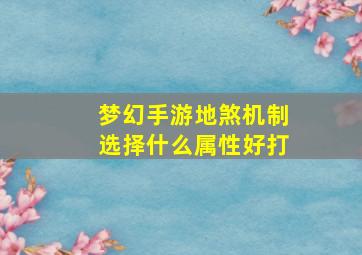 梦幻手游地煞机制选择什么属性好打